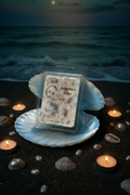 Aphrodite's Reign – Labeled Product on Beach Night Scene